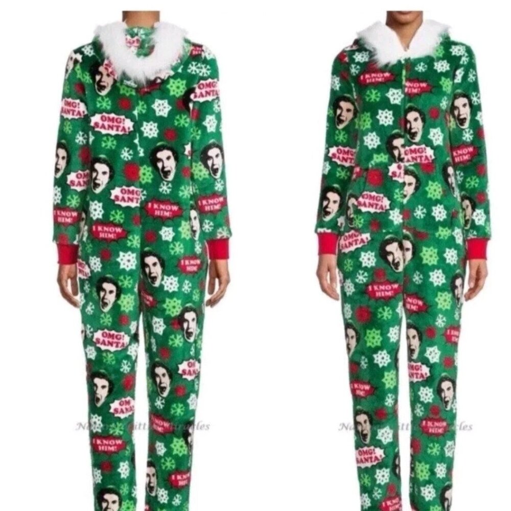 Buddy The Elf Christmas Pajamas PJs Women's M 8-10 One Piece Union Suit EUC